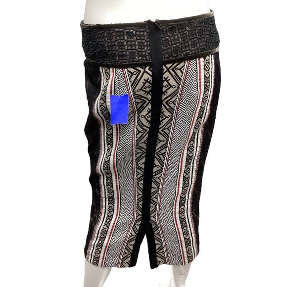 Byron Lars Beauty Mark Skirt Women’s Size M Mid Length Fringes Ethnic Vibe Black - Picture 4 of 5